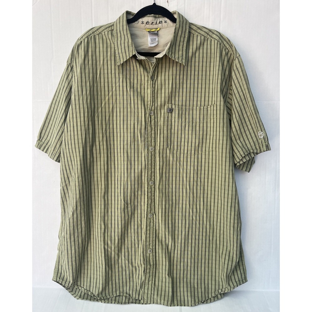 The North Face Shirt Mens 2XL Green Stripe Short Sleeve Button Up A5 Series